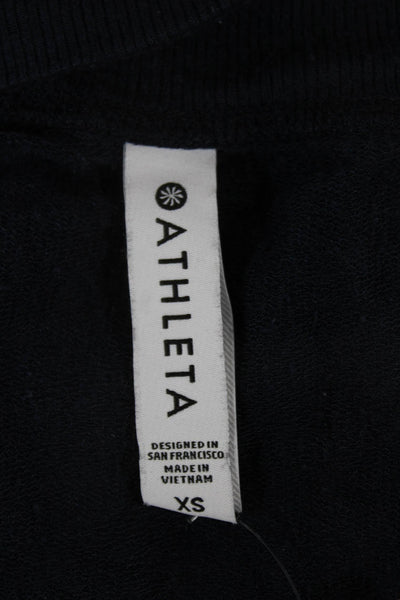 Athleta Women V-Neck Long Sleeve Modal Blend Basic Top Dark Blue Size XS