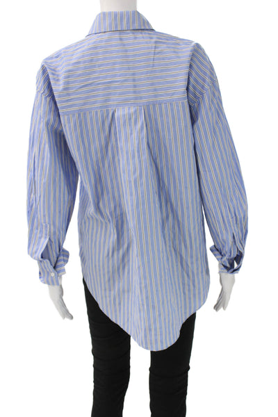 Vici Womens Collared Striped Button-Up Top Blue Long Sleeve Size XS