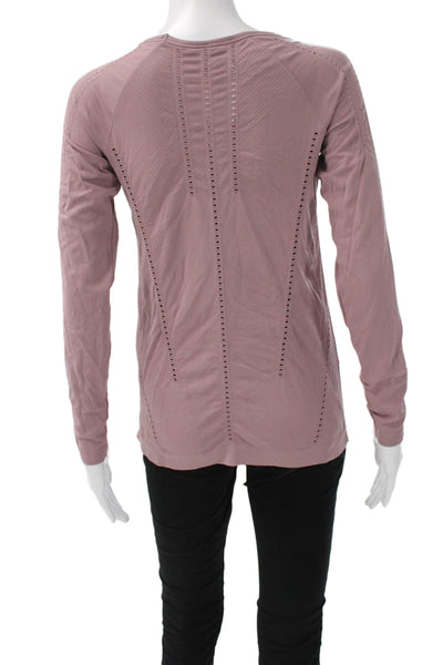 Athleta Women Basic Long Sleeve T Shirt Round Neck Purple Nylon Size XS