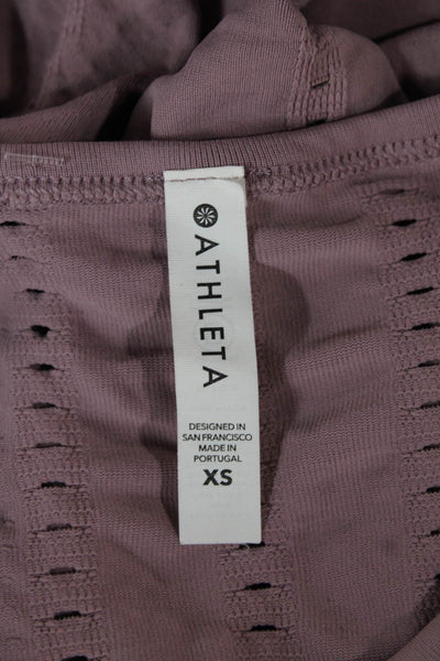 Athleta Women Basic Long Sleeve T Shirt Round Neck Purple Nylon Size XS