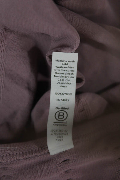 Athleta Women Basic Long Sleeve T Shirt Round Neck Purple Nylon Size XS