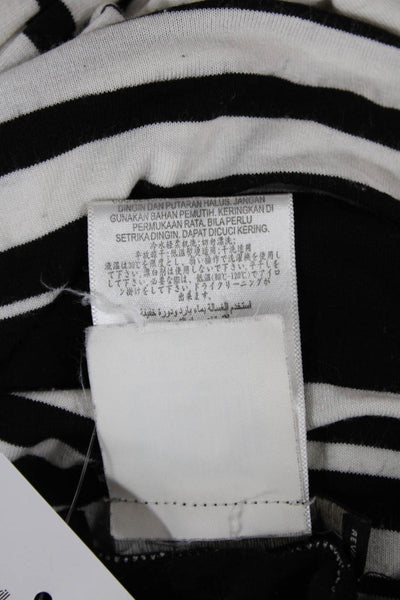 BCBGMAXAZRIA Women Striped Tunic Black Long Sleeve Round Neck Size S