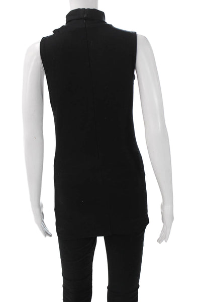 Marcella Women Sleeveless Tunic Tank Black Mock Neck Viscose Size S