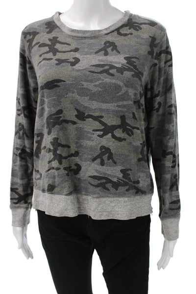 Sundry Women Camouflage Dark Gray Long Sleeve Sweatshirt Size 2