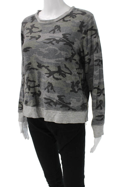 Sundry Women Camouflage Dark Gray Long Sleeve Sweatshirt Size 2