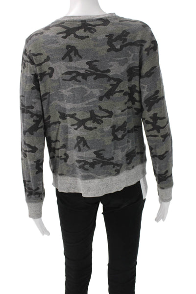 Sundry Women Camouflage Dark Gray Long Sleeve Sweatshirt Size 2