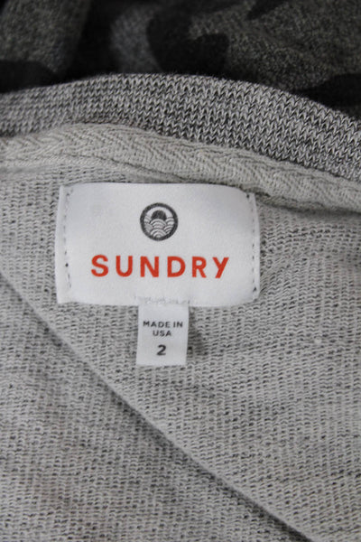 Sundry Women Camouflage Dark Gray Long Sleeve Sweatshirt Size 2