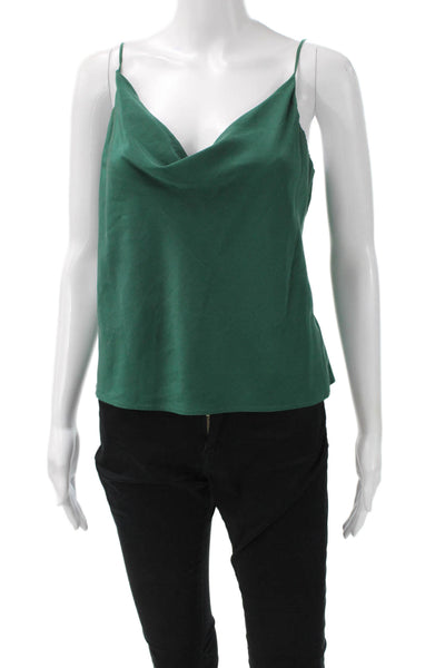 Lavender Brown Women Camisole Green Nylon Solid Sleeveless Size M