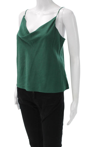 Lavender Brown Women Camisole Green Nylon Solid Sleeveless Size M