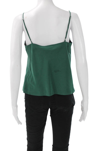Lavender Brown Women Camisole Green Nylon Solid Sleeveless Size M