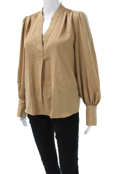 Banana Republic Women Beige Long Sleeve Classic Blouse 100% Polyester Size XS