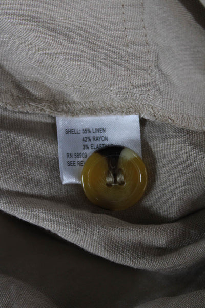 Gianni Bini Womens Jumpsuit Beige Collared Short Sleeve Linen Blend Size S