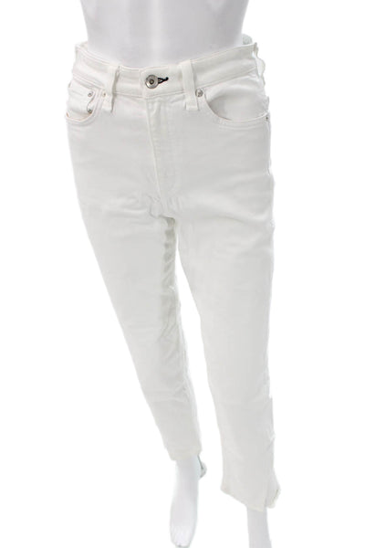 Rag & Bone Women Ankle Cropped White Mid Rise Pants Button Size 26