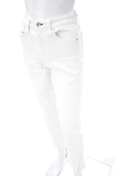 Rag & Bone Women Ankle Cropped White Mid Rise Pants Button Size 26