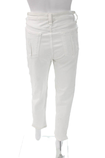 Rag & Bone Women Ankle Cropped White Mid Rise Pants Button Size 26