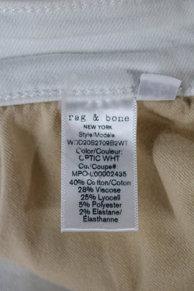 Rag & Bone Women Ankle Cropped White Mid Rise Pants Button Size 26