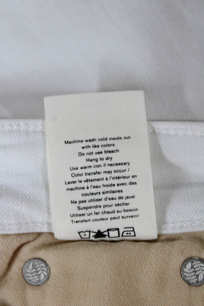 Rag & Bone Women Ankle Cropped White Mid Rise Pants Button Size 26