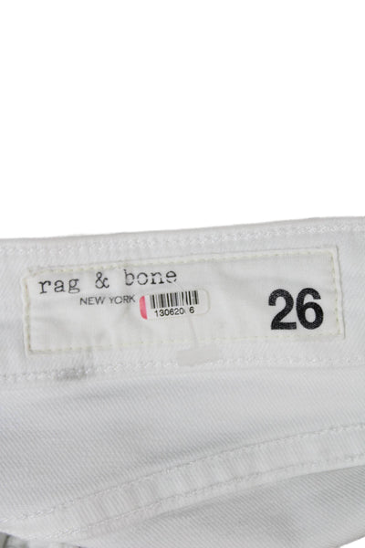Rag & Bone Women Ankle Cropped White Mid Rise Pants Button Size 26