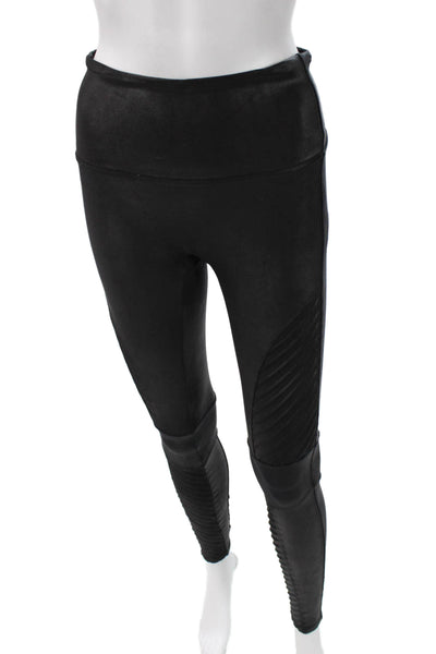 Spanx Women Black Jeggings Biker Solid 87% Nylon 13% Spandex Size M