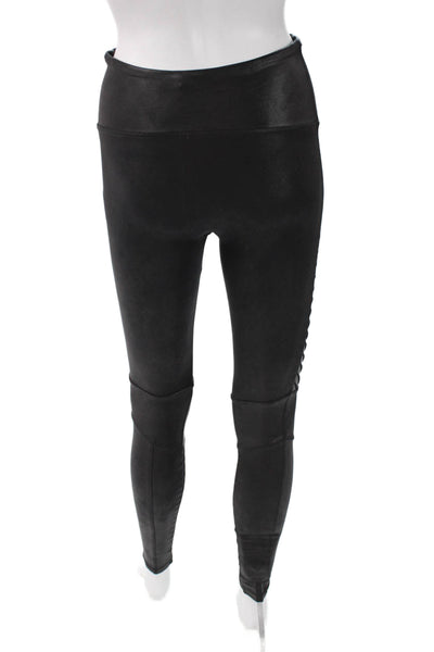 Spanx Women Black Jeggings Biker Solid 87% Nylon 13% Spandex Size M