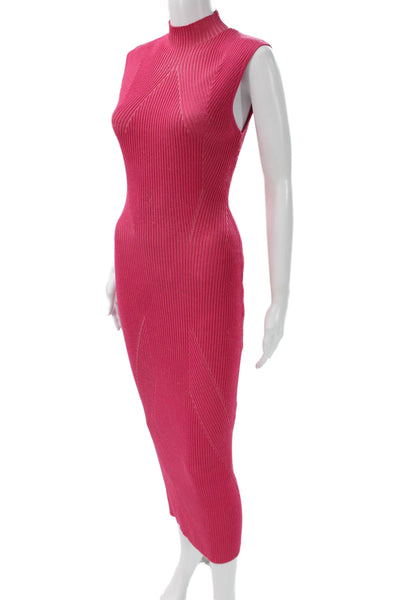 Acler Womens Bodycon Sweater Dress Pink Mock Neck Sleeveless Designer Size 2