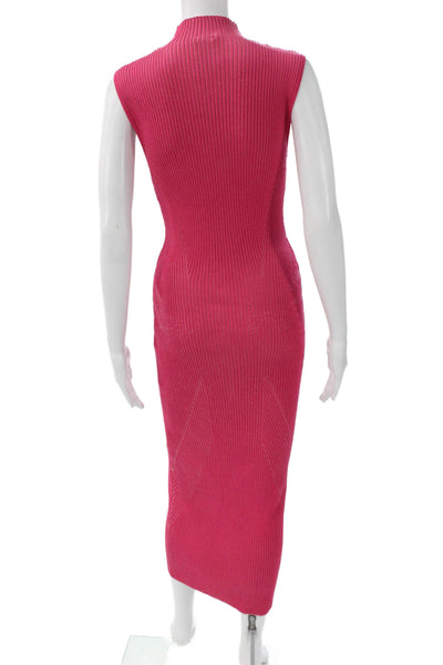 Acler Womens Bodycon Sweater Dress Pink Mock Neck Sleeveless Designer Size 2