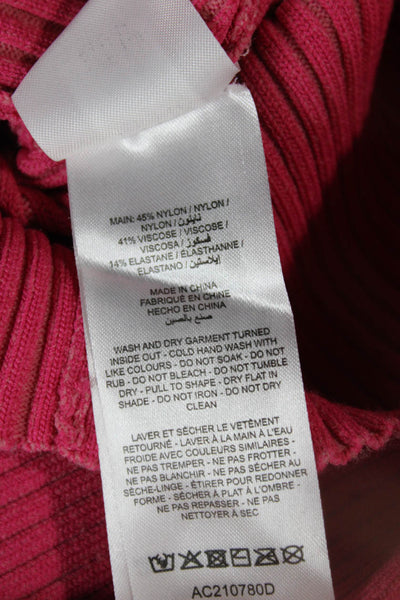 Acler Womens Bodycon Sweater Dress Pink Mock Neck Sleeveless Designer Size 2