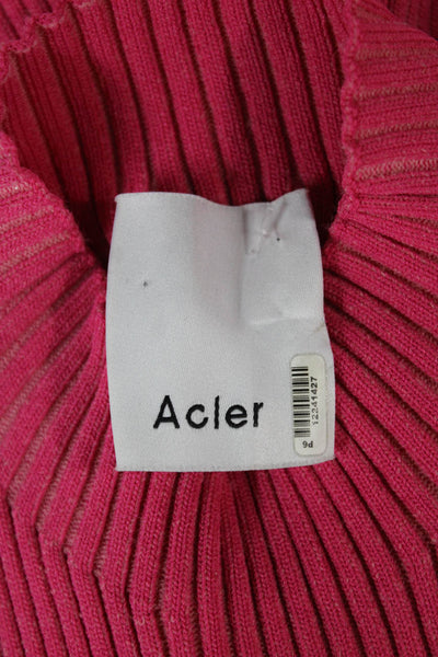 Acler Womens Bodycon Sweater Dress Pink Mock Neck Sleeveless Designer Size 2