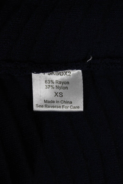Parker Women Bodycon Dress Dark Blue Geometric Mockneck Short Size XS