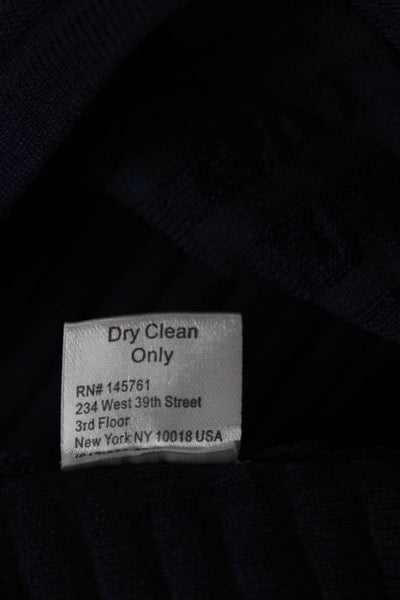 Parker Women Bodycon Dress Dark Blue Geometric Mockneck Short Size XS