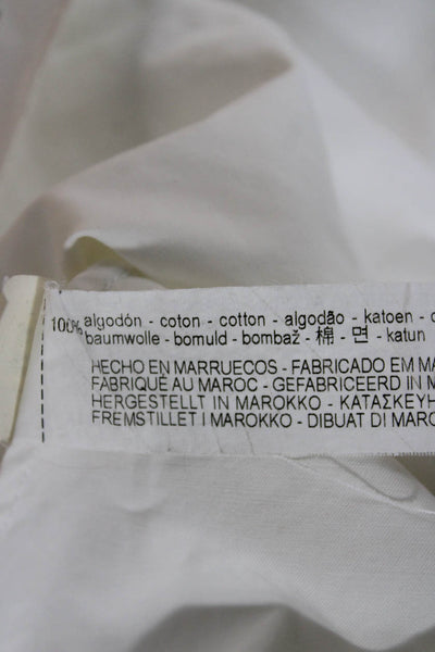 Zara Trafaluc Women Collared Button Up Cotton Short Sleeve White Top Size S