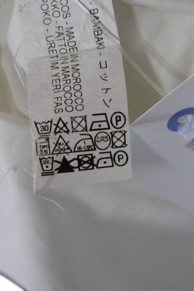 Zara Trafaluc Women Collared Button Up Cotton Short Sleeve White Top Size S