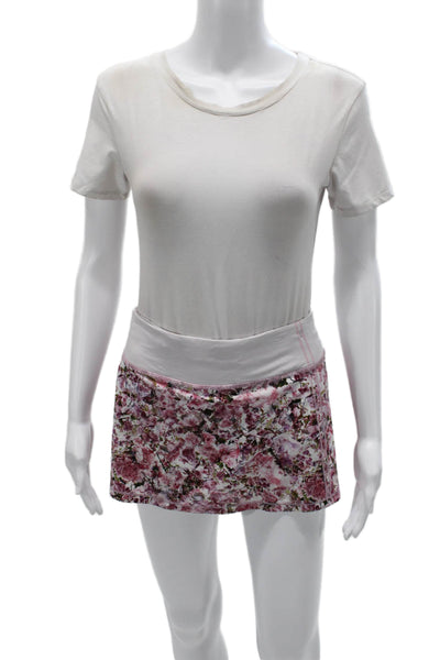 Lululemon Womens Pink Floral Mini Skort Nylon Blend Size 4