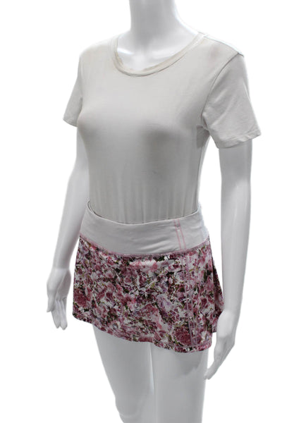 Lululemon Womens Pink Floral Mini Skort Nylon Blend Size 4