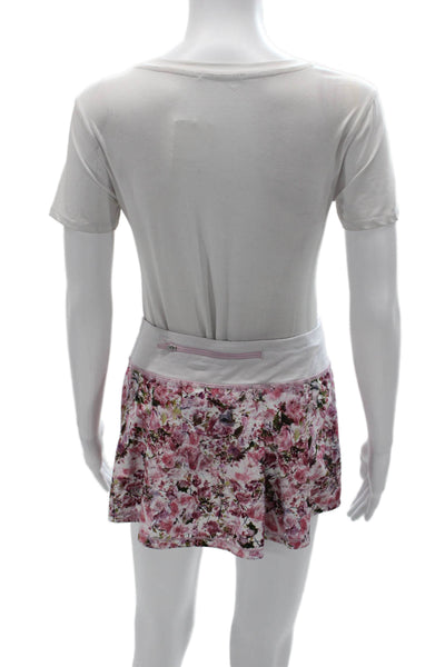 Lululemon Womens Pink Floral Mini Skort Nylon Blend Size 4