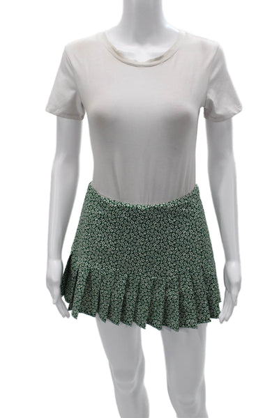 Tory Sport Women Pleated Floral Mini Skort Green Size XS
