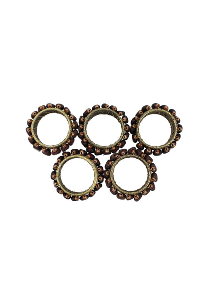 R.J. Graziano Brown Bronze Tone Beaded Napkin Rings Set Of 5