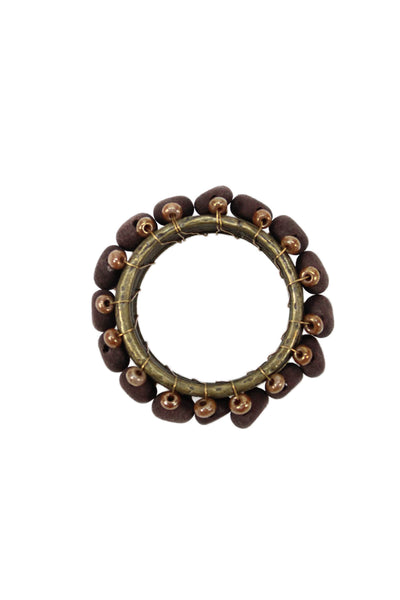 R.J. Graziano Brown Bronze Tone Beaded Napkin Rings Set Of 5