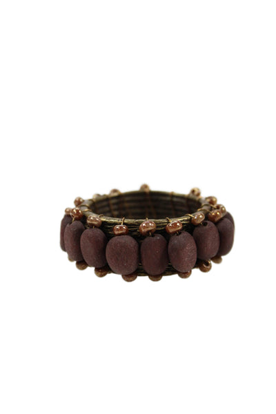 R.J. Graziano Brown Bronze Tone Beaded Napkin Rings Set Of 5