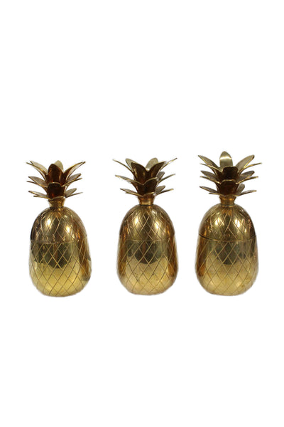 Designer Vintage Brass Pineapple Trinket Decor Containers Set Of 3