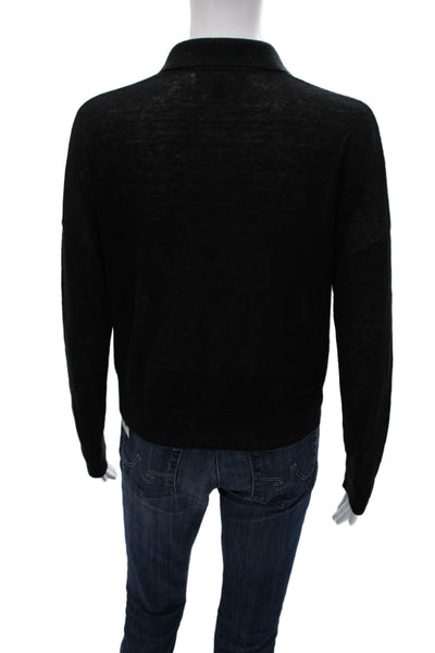 BR Unisex Pullover Black Wool Cashmere Collared Button Long Sleeve Size XS