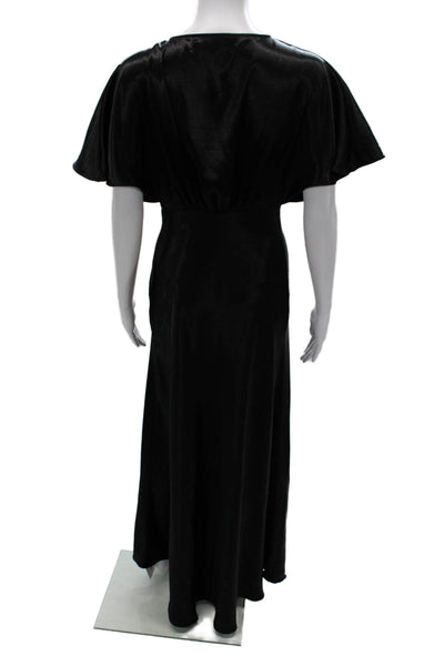 Free People Womens Maxi Dress Black V-Neck Zip Boho Size 2