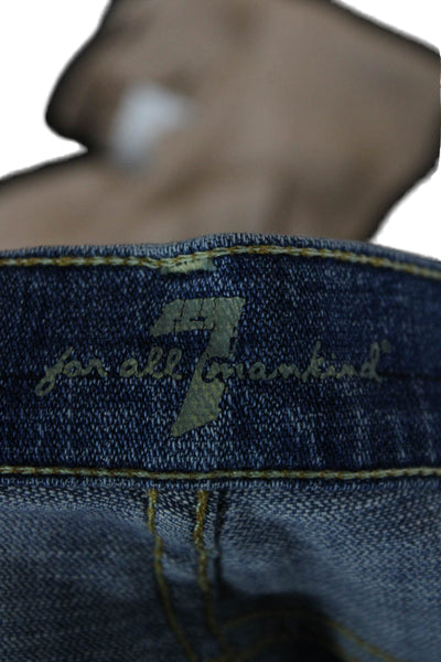 7 For All Mankind Women Boyfriend Cropped Blue Jeans 25in Size 26