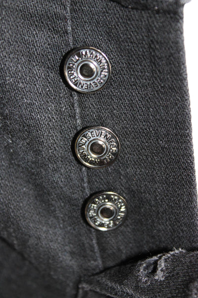 7 For All Mankind Womens Ankle Skinny Jeans Black Mid Rise Button Size 24