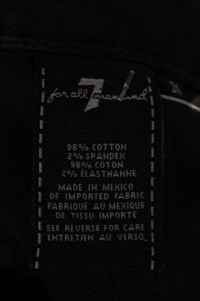 7 For All Mankind Womens Ankle Skinny Jeans Black Mid Rise Button Size 24