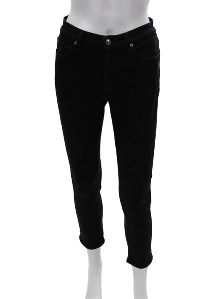 7 For All Mankind Womens Ankle Skinny Black Jeans Size 24