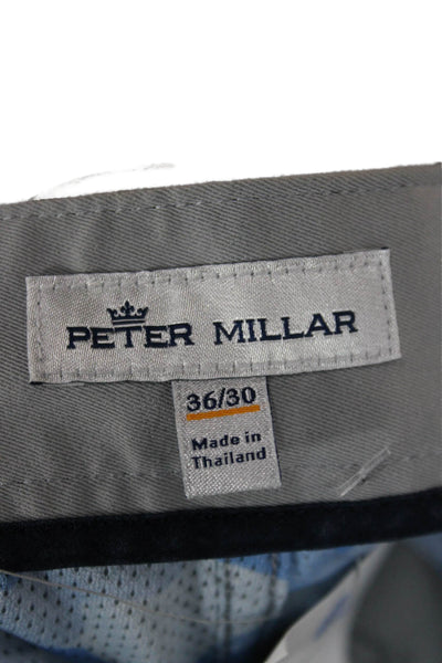 Peter Millar Mens Chinos Gray Button 100% Polyester Size 36