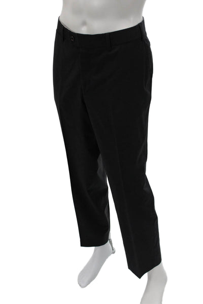 Hiltl Mens Ankle Dress Pants Black 100% Wool Solid Button Classic Size 36