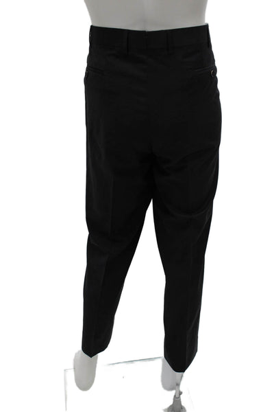 Hiltl Mens Ankle Dress Pants Black 100% Wool Solid Button Classic Size 36