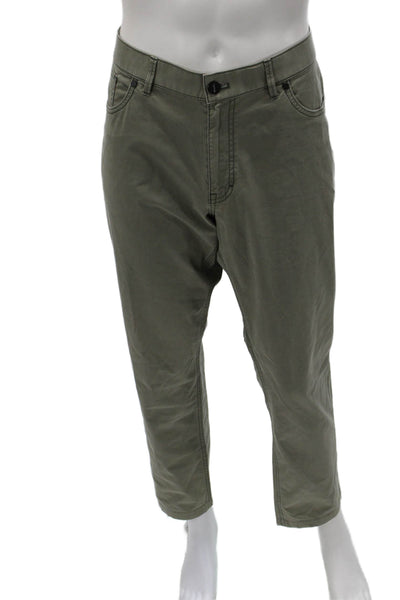 Hiltl Mens Ankle Cropped Chino Pants Green Cotton Stretch Inseam 34 Size 36